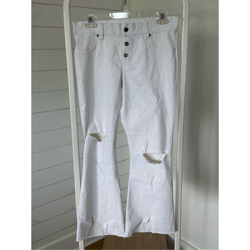 Hue white high waist‎ distressed jeggings sz medium